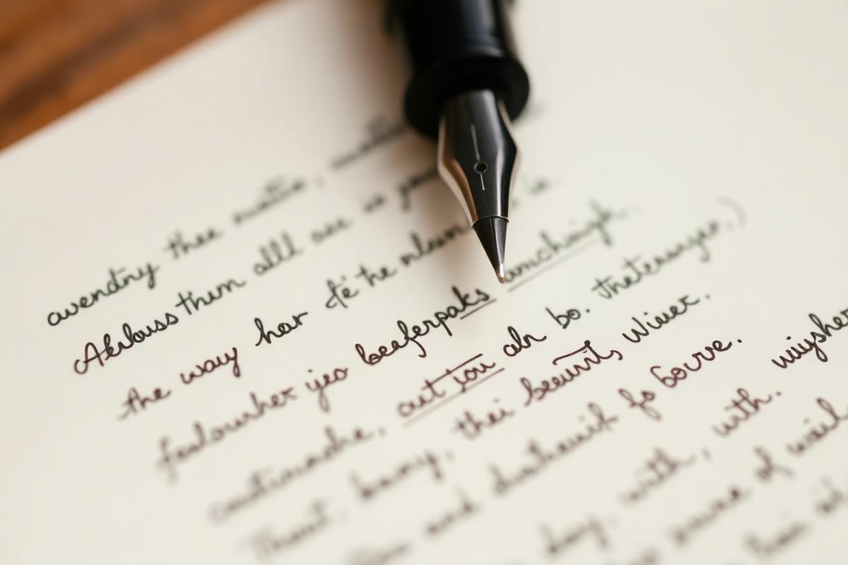 Manuscript page with fountain pen